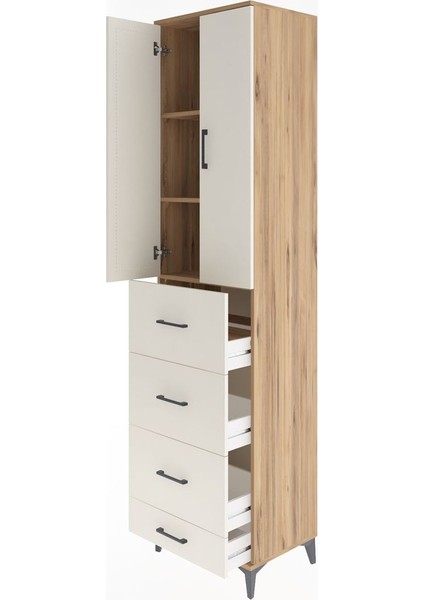 Hyperion Dolap 3 Raflı 4 Çekmeceli 2 Kapaklı 60X44X243 Çam-Aytaşı fırsatları