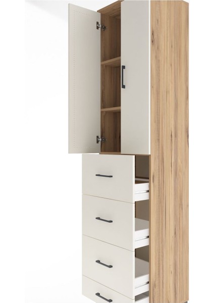 Hyperion Dolap 3 Raflı 4 Çekmeceli 2 Kapaklı 60X44X243 Çam-Aytaşı indirimleri