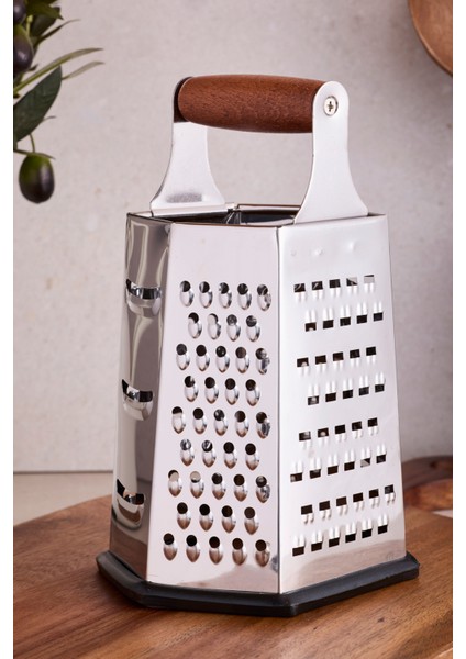 Grattugia Ergonomik Akasya Saplı Kutu Rende 20 cm Peynir ve Sebze Rendesi fiyatları