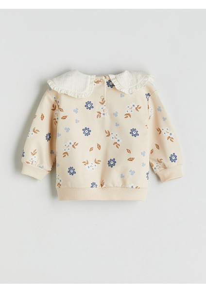 Yeni Sezon Bebe Yaka Çiçekli Kız Bebek Sweatshirt modelleri
