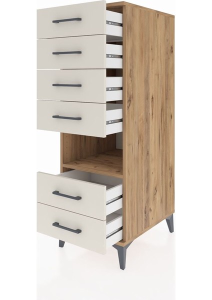 Kronos Dolap Tek Raflı 6 Çekmeceli 44X59X134 Çam-Aytaşı fırsatları