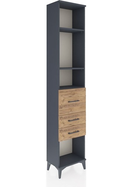 Arges Dolap 3 Raflı 3 Çekmeceli 44X30X221 Antrasit-Çam fiyatları