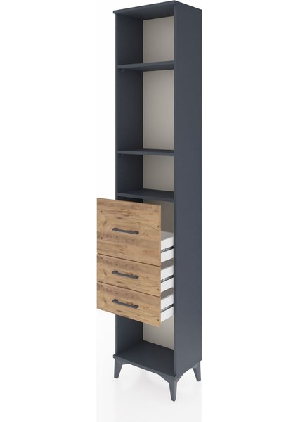 Arges Dolap 3 Raflı 3 Çekmeceli 44X30X221 Antrasit-Çam fırsatları
