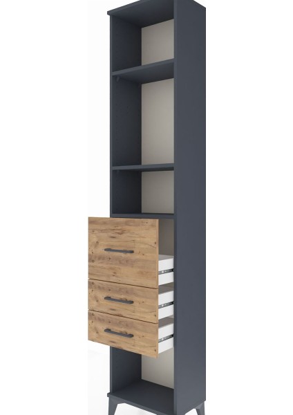 Arges Dolap 3 Raflı 3 Çekmeceli 44X30X221 Antrasit-Çam indirimleri