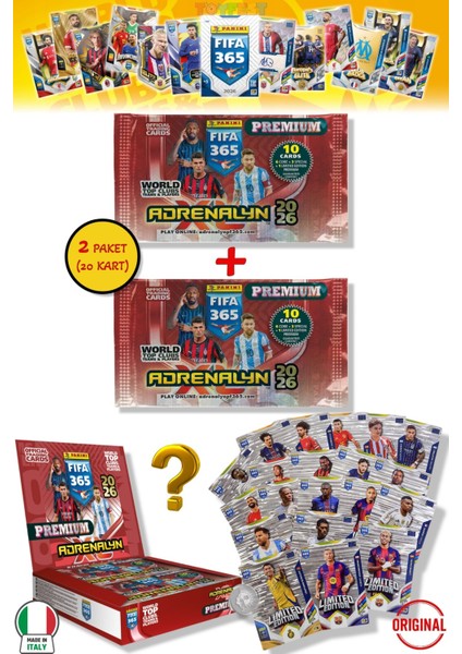 Panini Fifa 2026 Premium 2 Paket - 20 Kart (12 Core 2 Fans 2 Power 2 Jewel 2 Limited Edition)