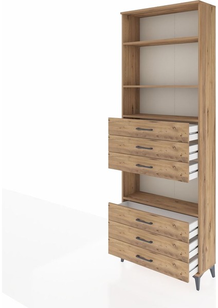 Arges Dolap 4 Raflı 6 Çekmeceli 88X30X243 Çam-Çam fırsatları