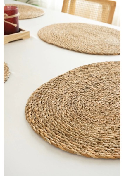 4 Adet Oval %100 Doğal Hasır Amerikan Servis Supla, Sofra Servis Sunum