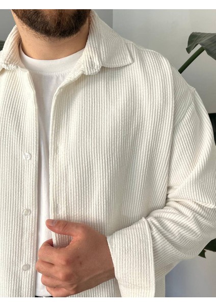 Bayaygün 5103 Oversize Kadife Gomlek _beyaz fiyatları