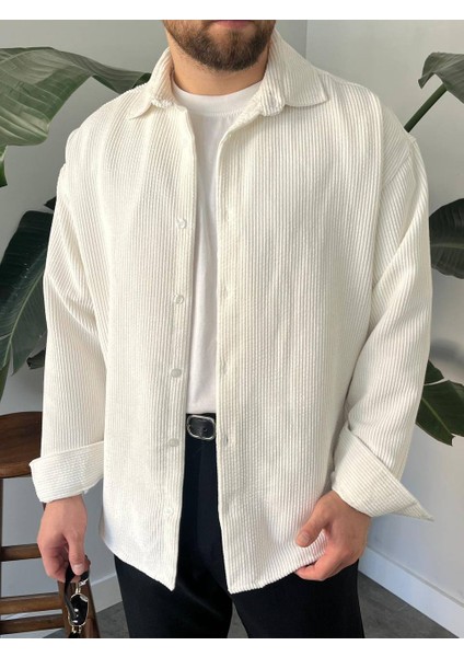 Bayaygün 5103 Oversize Kadife Gomlek _beyaz modelleri