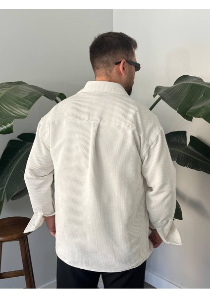 Bayaygün 5103 Oversize Kadife Gomlek _beyaz fırsatları