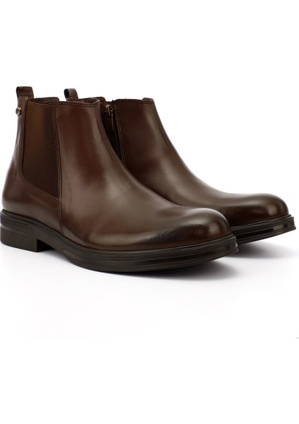 Erkek Kahverengi Hakiki Deri Fermuarlı Chelsea Bot fiyatları