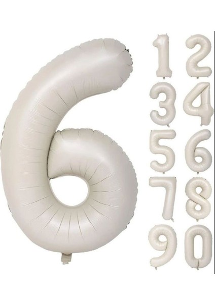 Folyo Balon 6 Rakamı Helyum Balon 76 cm Krem Renk - 6 Yaş Balonu - 6 Retro Balon fiyatları