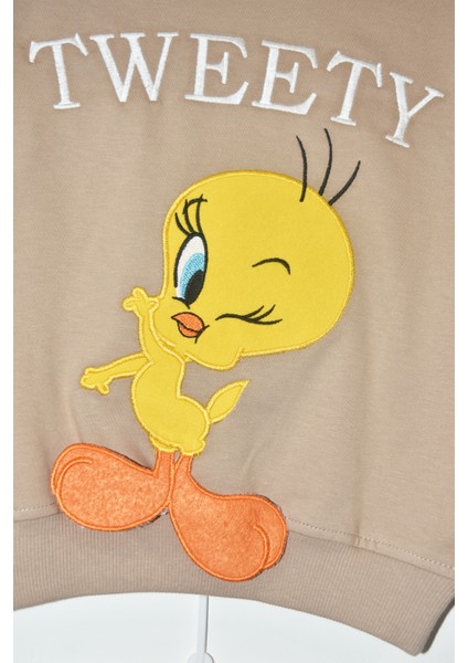 Kız Çocuk %100 Pamuk Tweety Nakışlı Paça Lastikli Trend Takım - 2147 fırsatları