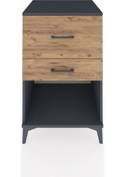 Kronos Komodin 2 Çekmeceli 60X59X96 Antrasit-Çam
