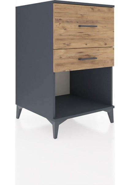 Kronos Komodin 2 Çekmeceli 60X59X96 Antrasit-Çam fiyatları