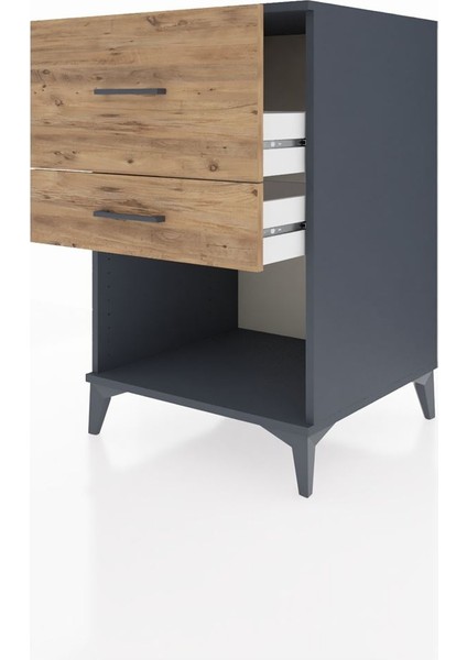 Kronos Komodin 2 Çekmeceli 60X59X96 Antrasit-Çam fırsatları