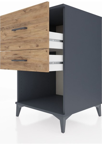 Kronos Komodin 2 Çekmeceli 60X59X96 Antrasit-Çam indirimleri