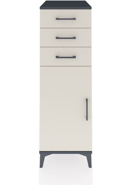 Kronos Dolap 2 Raflı 3 Çekmeceli Tek Kapaklı 44X59X134 Antrasit-Aytaşı