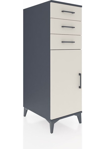 Kronos Dolap 2 Raflı 3 Çekmeceli Tek Kapaklı 44X59X134 Antrasit-Aytaşı fiyatları