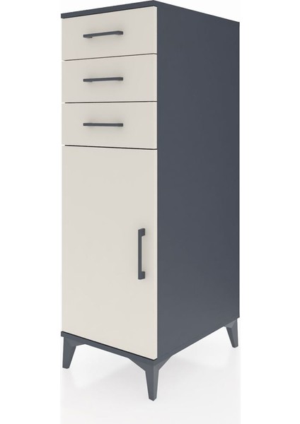 Kronos Dolap 2 Raflı 3 Çekmeceli Tek Kapaklı 44X59X134 Antrasit-Aytaşı modelleri