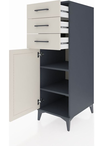 Kronos Dolap 2 Raflı 3 Çekmeceli Tek Kapaklı 44X59X134 Antrasit-Aytaşı fırsatları