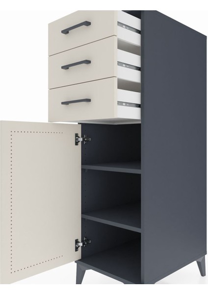 Kronos Dolap 2 Raflı 3 Çekmeceli Tek Kapaklı 44X59X134 Antrasit-Aytaşı indirimleri