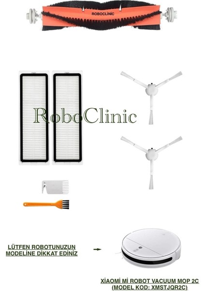 Xiaomi Mi Vacuum Mop 2c Yedek Ana Fırça, Yan Fırça, Hepa Filtre - 7 Parça