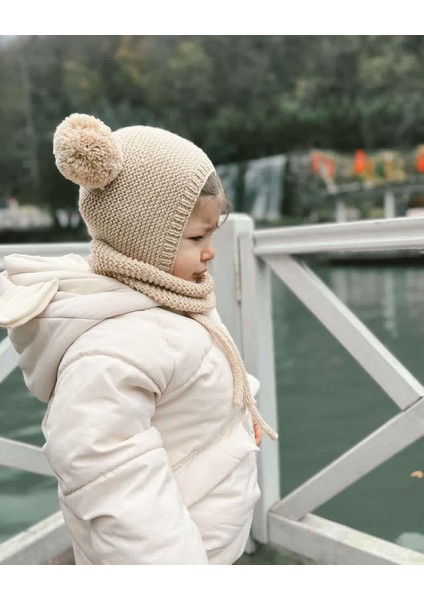 Ponponlu Unisex El Örgüsü Bebek/çocuk Bere-Boyunluk Takımı modelleri