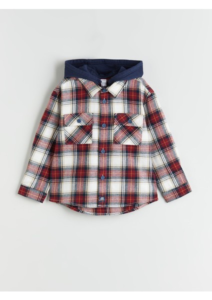 Yeni Sezon Kapüşonlu Ekose Erkek Çocuk Gömlek