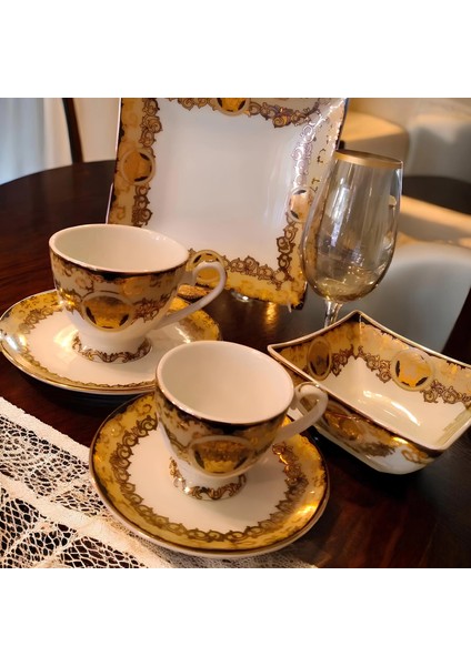 Bawaria Versace Modeli 12 Parça 6 Kişilik Altın Varaklı Porselen Çay & Kahve Fincan Takımı fiyatları