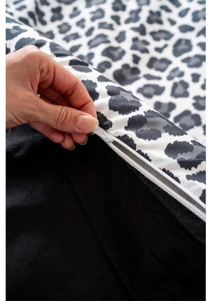 Siyah Çift Kişilik Nevresim Takımı Pamuklu Desenli Leopar 200X215 cm fiyatları