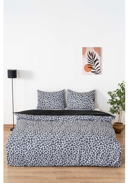 Siyah Çift Kişilik Nevresim Takımı Pamuklu Desenli Leopar 200X215 cm modelleri