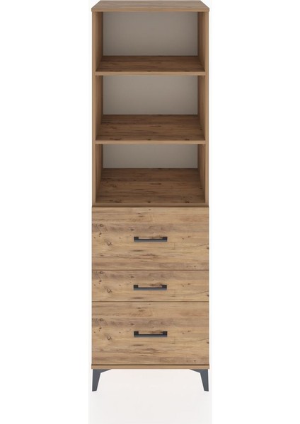 Hyperion Dolap 3 Raflı 3 Çekmeceli 60X44X195 Çam-Çam