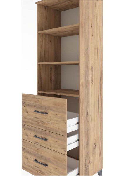 Hyperion Dolap 3 Raflı 3 Çekmeceli 60X44X195 Çam-Çam indirimleri