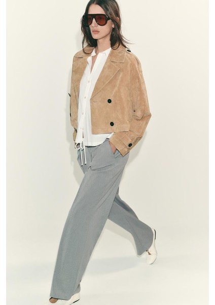 Gri Çift Bel Bantlı Wide Leg Kadın Pantolon MG2551 fırsatları