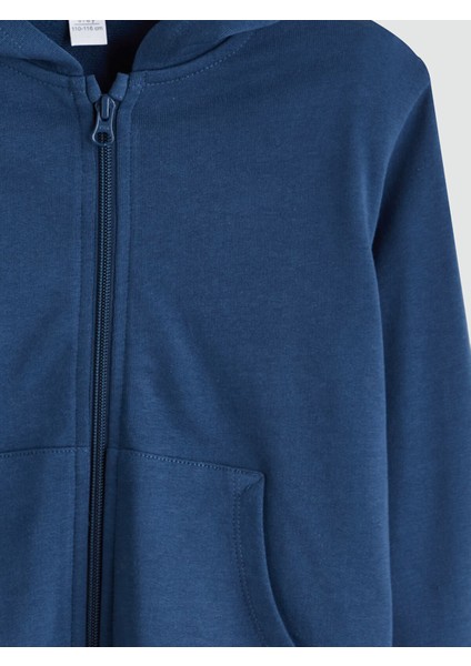 Yeni Sezon Kapüşonlu Basic Uzun Kollu Erkek Çocuk Fermuarlı Sweatshirt modelleri