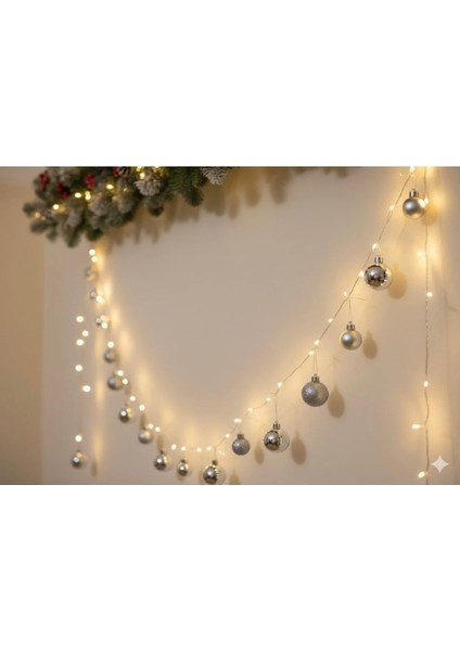 Yılbaşı Gümüş Toplar Şekilli Peri LED Işık