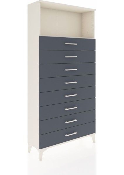 Arges Dolap Tek Raflı 8 Çekmeceli 88X30X182 Aytaşı-Antrasit fiyatları