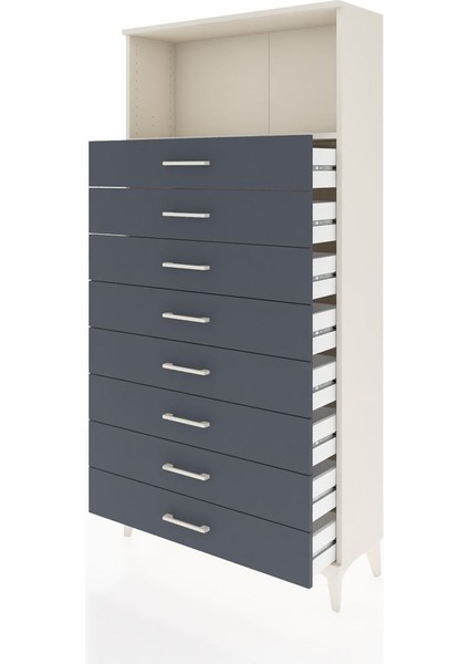 Arges Dolap Tek Raflı 8 Çekmeceli 88X30X182 Aytaşı-Antrasit fırsatları