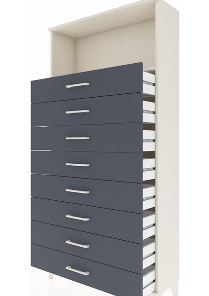 Arges Dolap Tek Raflı 8 Çekmeceli 88X30X182 Aytaşı-Antrasit indirimleri