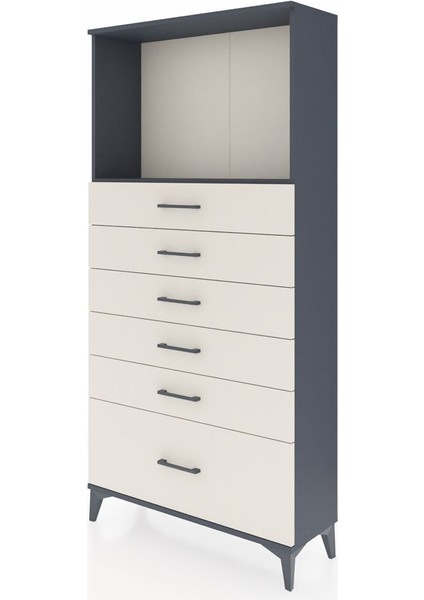 Arges Dolap Tek Raflı 6 Çekmeceli 88X30X182 Antrasit-Aytaşı modelleri