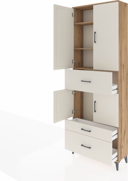 Arges Dolap 4 Raflı 3 Çekmeceli 4 Kapaklı 88X30X243 Çam-Aytaşı fırsatları