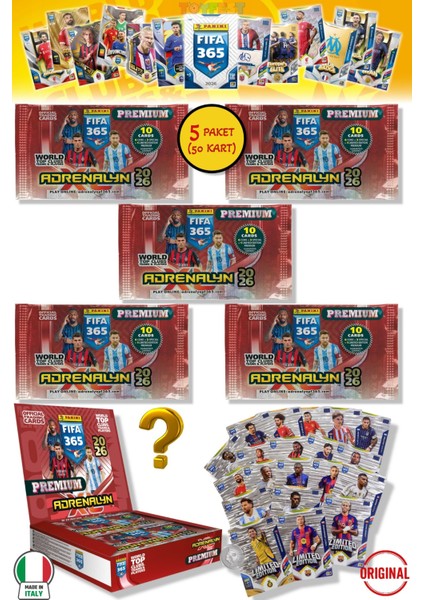 Panini Fifa 2026 Premium 5 Paket - 50 Kart (30 Core 5 Fans 5 Power 5 Jewel 5 Limited Edition)