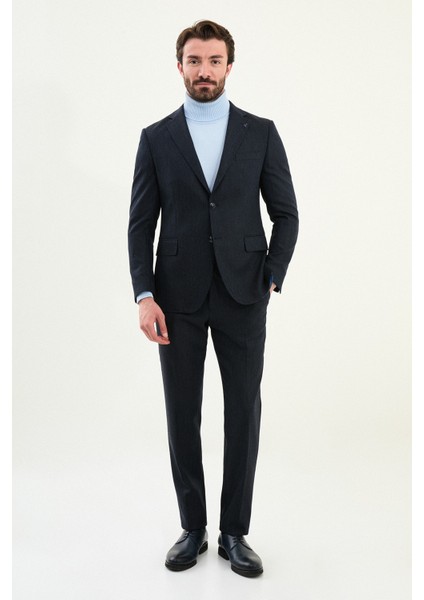 Desenli Slim Fit Mono Yaka Yün Erkek Takım Elbise modelleri