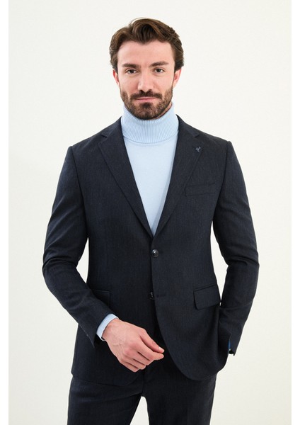 Desenli Slim Fit Mono Yaka Yün Erkek Takım Elbise fırsatları