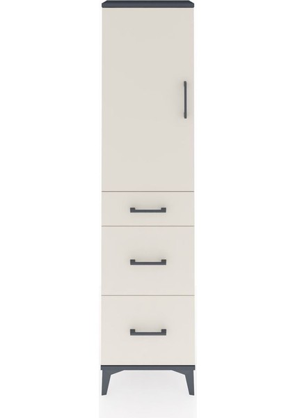 Arges Dolap 3 Raflı 3 Çekmeceli Tek Kapaklı 44X30X182 Antrasit-Aytaşı