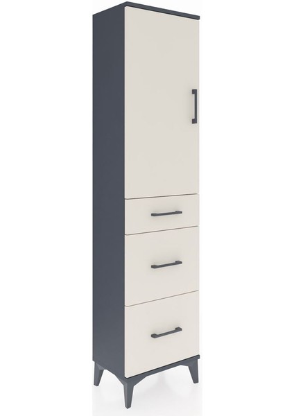 Arges Dolap 3 Raflı 3 Çekmeceli Tek Kapaklı 44X30X182 Antrasit-Aytaşı fiyatları