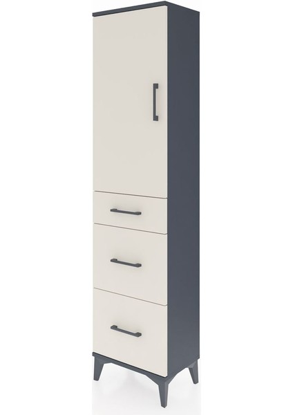 Arges Dolap 3 Raflı 3 Çekmeceli Tek Kapaklı 44X30X182 Antrasit-Aytaşı modelleri