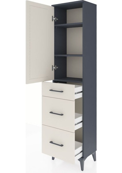 Arges Dolap 3 Raflı 3 Çekmeceli Tek Kapaklı 44X30X182 Antrasit-Aytaşı fırsatları