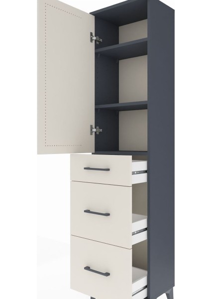 Arges Dolap 3 Raflı 3 Çekmeceli Tek Kapaklı 44X30X182 Antrasit-Aytaşı indirimleri